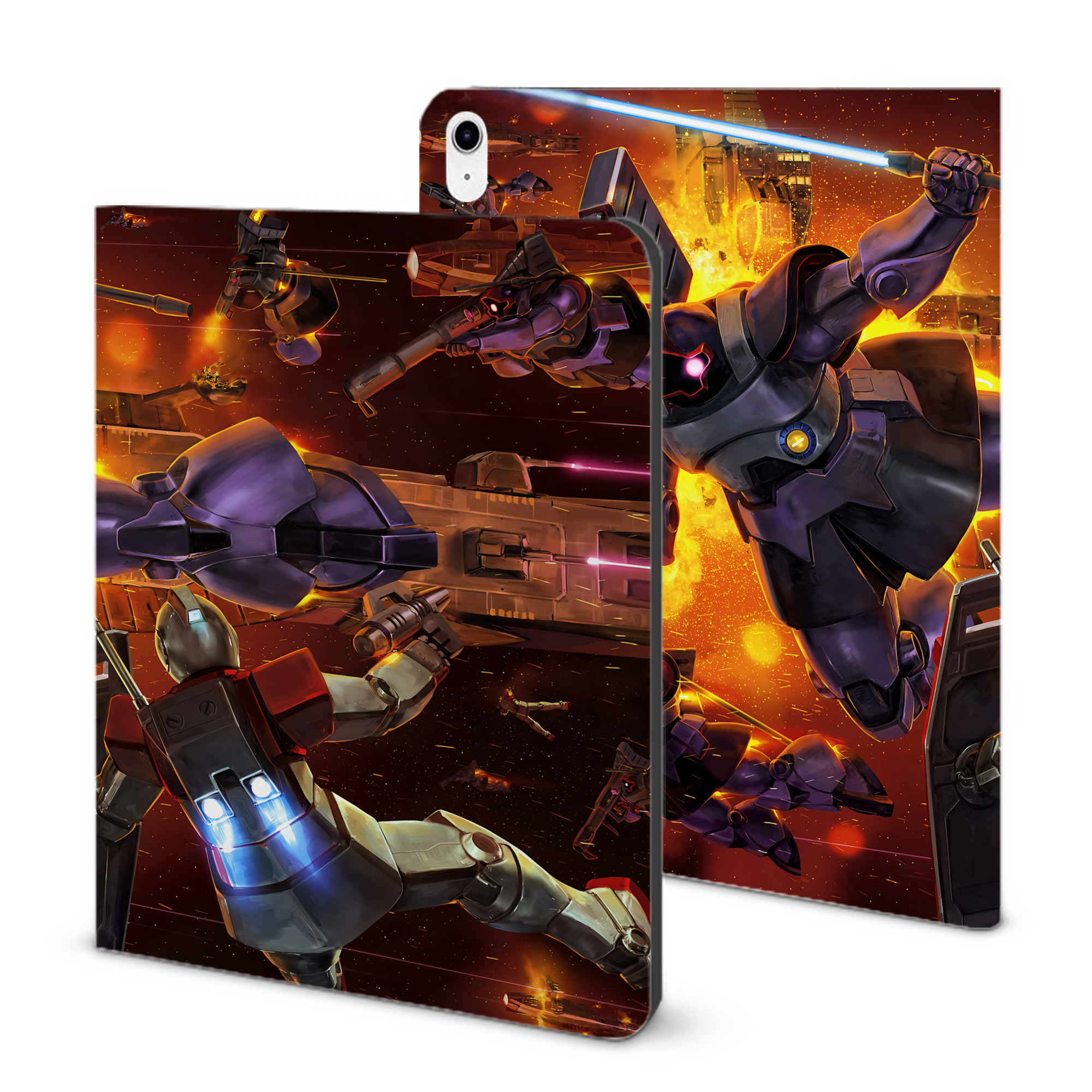 （画像用） 機動戦士ガンダム Mobile Suit Gundam IPad ケース ブック型 PUレザー TPU 耐衝撃 軽量 薄型 ペン収納なし 全面保護 IPad 各モデル対応